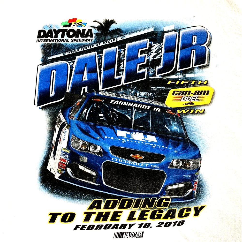 Dale Earnhard Jr Nascar T Shirt Adult 2XL White Hendrick Daytona Speedway 2016